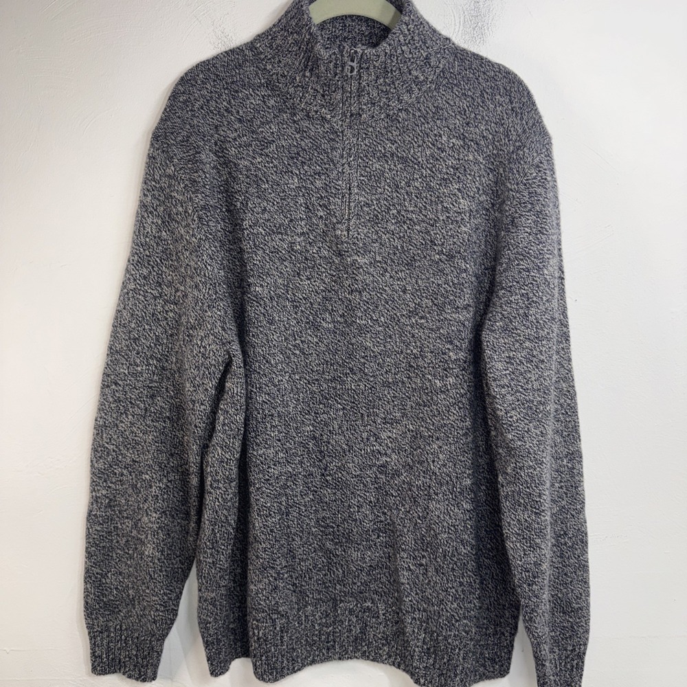 J.Crew Mens Rugged Merino Wool Blend Half Zip Sweater Navy Marled CN6499 Size M